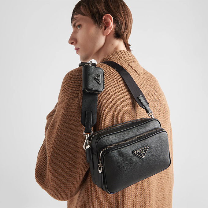 prada saffiano leather men crossbody shoulder bag